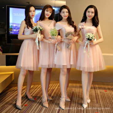 4 styles for Choosing Short Party Dress One shoulder Knee length Satin bridesmaid dress